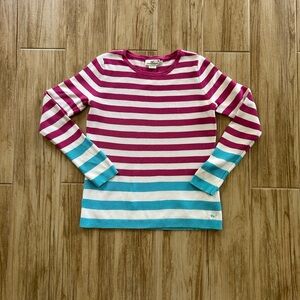 Vineyard Vines white pink blue striped crewneck sweater Size S EUC